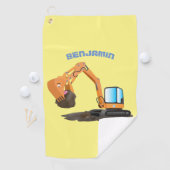 Sinaasappel graafmachine cartoon golfhanddoek (Insitu)