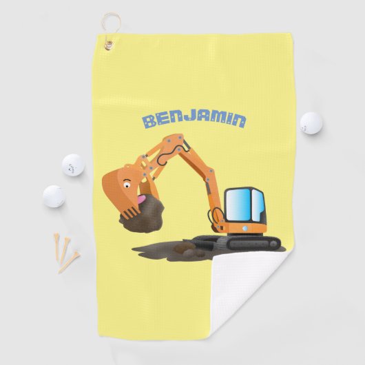 Sinaasappel graafmachine cartoon golfhanddoek (Insitu)