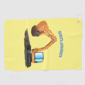 Sinaasappel graafmachine cartoon golfhanddoek (Horizontaal)