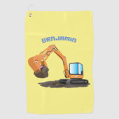 Sinaasappel graafmachine cartoon golfhanddoek (Voorkant)