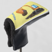 Sinaasappel graafmachine cartoon golfheadcover (3/4 voorkant)