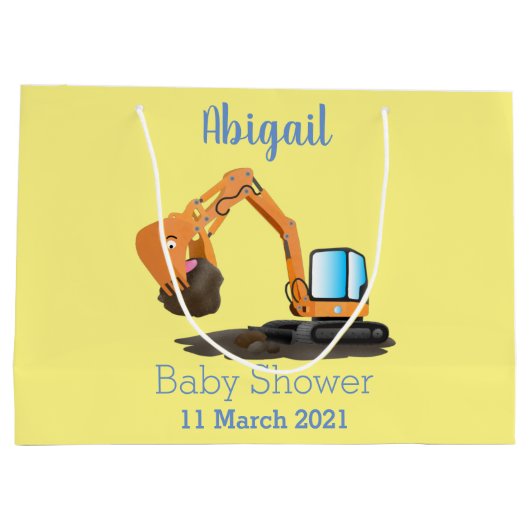 Sinaasappel graafmachine cartoon groot cadeauzakje (Achterkant)