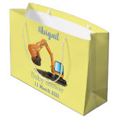 Sinaasappel graafmachine cartoon groot cadeauzakje (Achterkant Gekanteld)