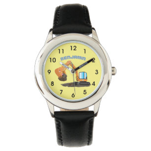 Sinaasappel graafmachine cartoon horloge