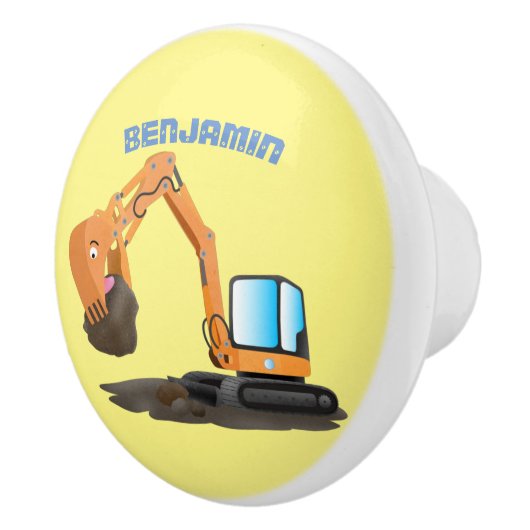 Sinaasappel graafmachine cartoon keramische knop (Rechts)