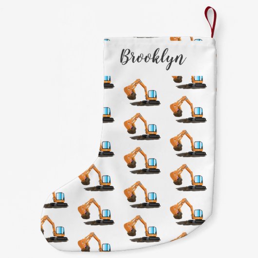 Sinaasappel graafmachine cartoon kleine kerstsok (Achterkant)