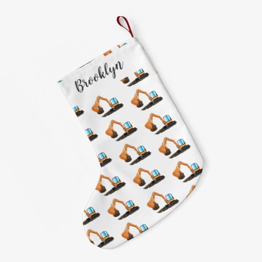 Sinaasappel graafmachine cartoon kleine kerstsok (Achterkant (Hangend))