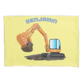 Sinaasappel graafmachine cartoon kussensloop (Voorkant)