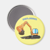 Sinaasappel graafmachine cartoon magneet (Voorkant / Achterkant)