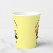 Sinaasappel graafmachine cartoon papieren bekers (Links)