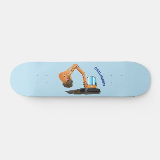 Sinaasappel graafmachine cartoon persoonlijk skateboard (Horizontaal)