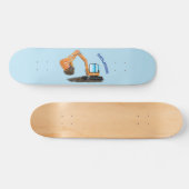 Sinaasappel graafmachine cartoon persoonlijk skateboard (Horizontaal)