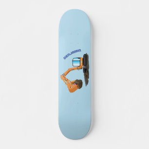 Sinaasappel graafmachine cartoon persoonlijk skateboard