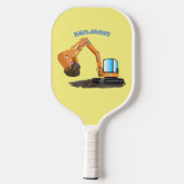 Sinaasappel graafmachine cartoon pickleball paddle (Achterkant)