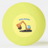 Sinaasappel graafmachine cartoon pingpongbal (Voorkant)