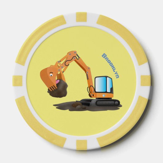 Sinaasappel graafmachine cartoon poker chips (Voorkant)