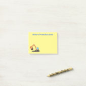 Sinaasappel graafmachine cartoon post-it® notes (Op bureau)