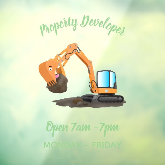 Sinaasappel graafmachine cartoon raamsticker (Vel 3)