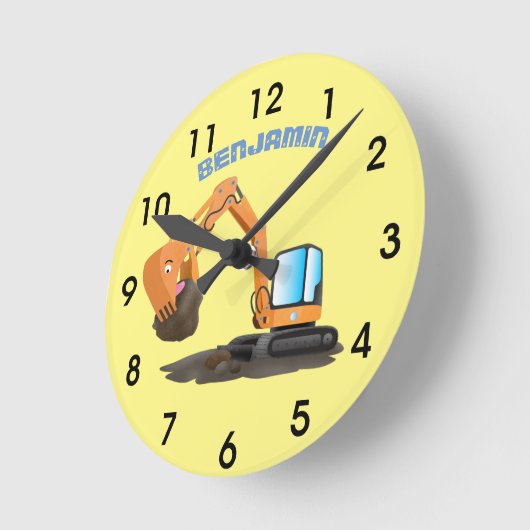 Sinaasappel graafmachine cartoon ronde klok (Hoek)