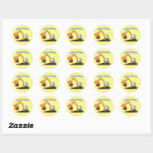 Sinaasappel graafmachine cartoon ronde sticker (Vel)