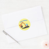 Sinaasappel graafmachine cartoon ronde sticker (Envelop)