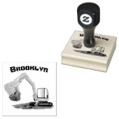 Sinaasappel graafmachine cartoon rubberstempel (Gestempeld)