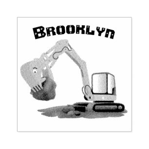 Sinaasappel graafmachine cartoon rubberstempel