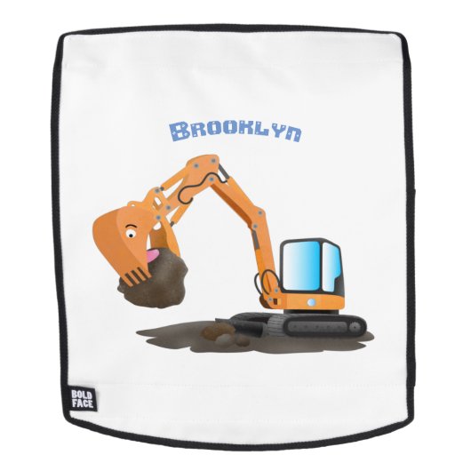 Sinaasappel graafmachine cartoon rugtassen (Verwijderbaar gezicht)