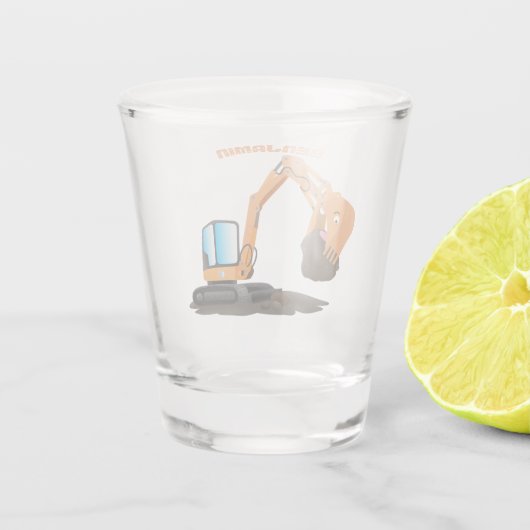 Sinaasappel graafmachine cartoon shot glas (Achterkant)