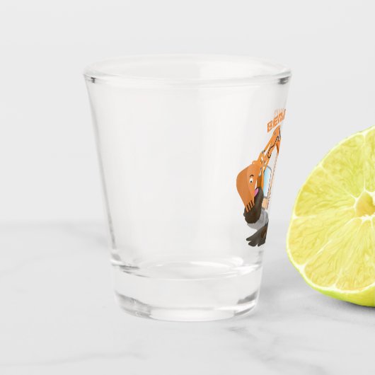 Sinaasappel graafmachine cartoon shot glas (Links)