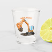 Sinaasappel graafmachine cartoon shot glas (Voorkant)