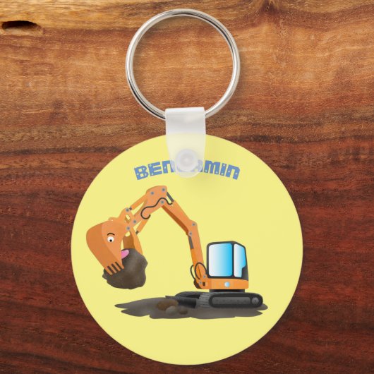 Sinaasappel graafmachine cartoon sleutelhanger (Voorkant)