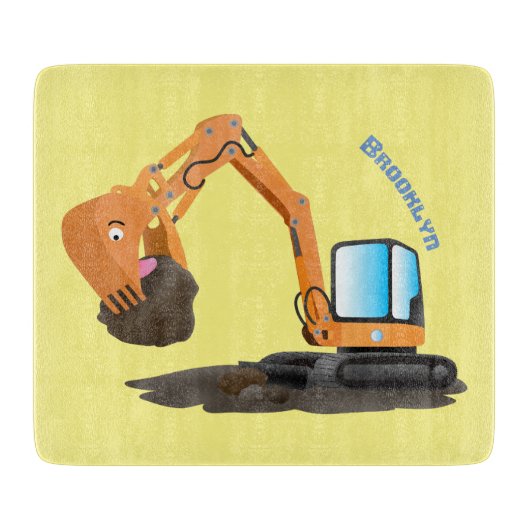 Sinaasappel graafmachine cartoon snijplank (Voorkant)