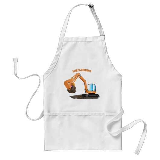 Sinaasappel graafmachine cartoon standaard schort (Voorkant)