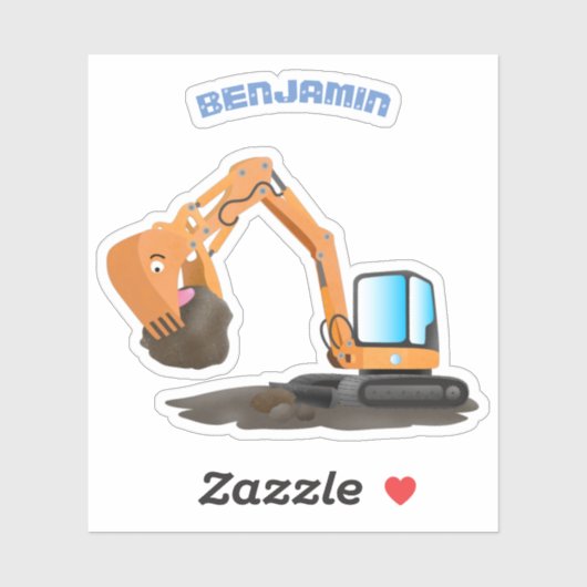 Sinaasappel graafmachine cartoon sticker (Vel)