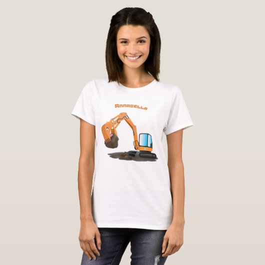 Sinaasappel graafmachine cartoon t-shirt (Voorkant volledig)