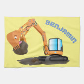 Sinaasappel graafmachine cartoon theedoek (Horizontaal)