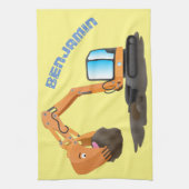 Sinaasappel graafmachine cartoon theedoek (Verticaal)