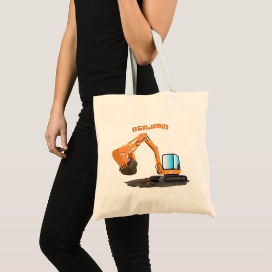 Sinaasappel graafmachine cartoon tote bag (Voorkant (product))