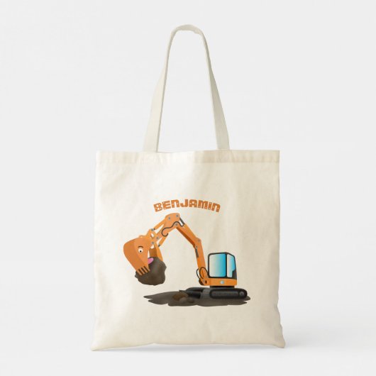 Sinaasappel graafmachine cartoon tote bag (Achterkant)