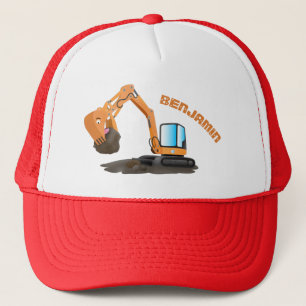 Sinaasappel graafmachine cartoon trucker pet