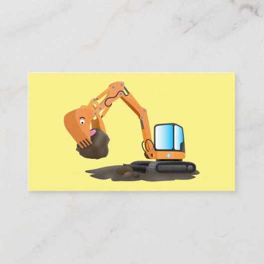 Sinaasappel graafmachine cartoon visitekaartje (Achterkant)