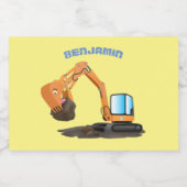 Sinaasappel graafmachine cartoon voedselcontainer etiket (Enkel label)