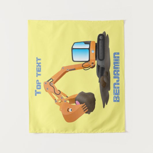 Sinaasappel graafmachine cartoon wandkleed (Voorkant)