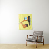 Sinaasappel graafmachine cartoon wandkleed (In situ)