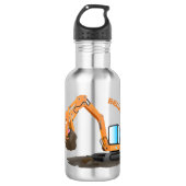 Sinaasappel graafmachine cartoon waterfles  (Voorkant)