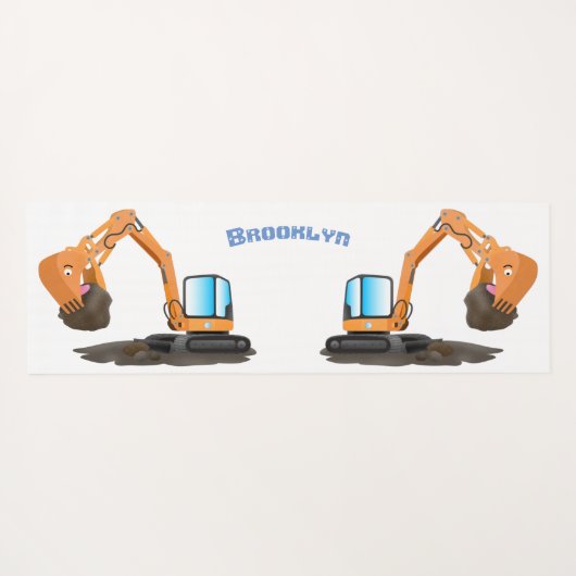 Sinaasappel graafmachine cartoon yogamat (Achterkant (horizontaal))