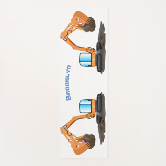 Sinaasappel graafmachine cartoon yogamat (Voorkant)