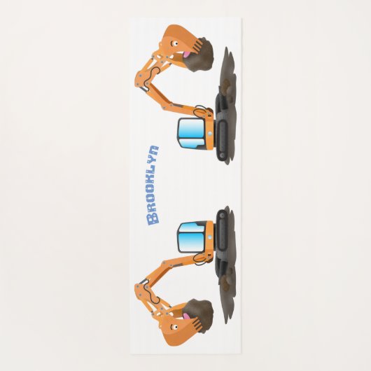 Sinaasappel graafmachine cartoon yogamat (Achterkant)