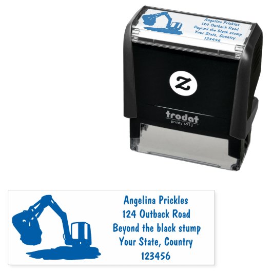 Sinaasappel graafmachine cartoon  zelfinktende stempel (In situ)